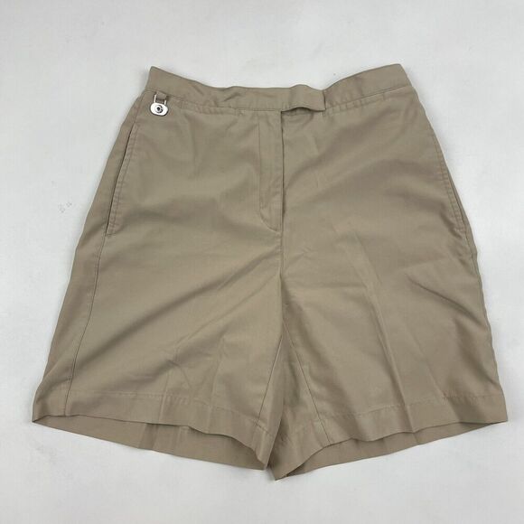 Liz Golf Khaki Flat Front Shorts Sz 4 Polyester Coolmax 28" Waist Activewear - Picture 2 of 4
